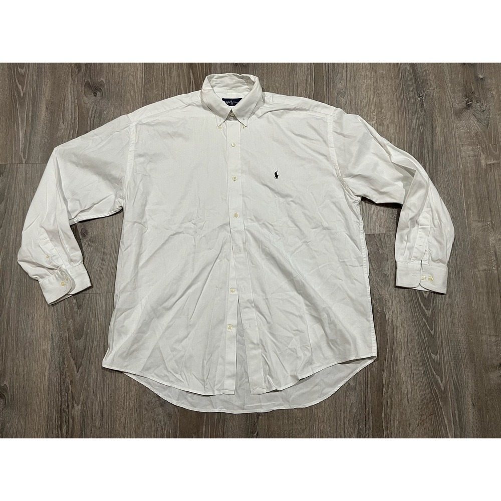 Polo Ralph Lauren Blake Shirt Mens XXL White Cotton Long Sleeve Button Down Pony